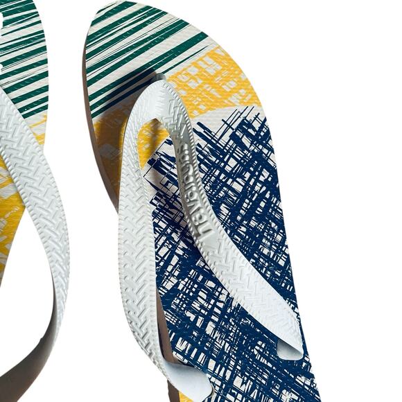 Havaianas Brazil Logo Flip Flops 43/44 Blue Yellow Green Sandals US 11/12 READ - Picture 8 of 10